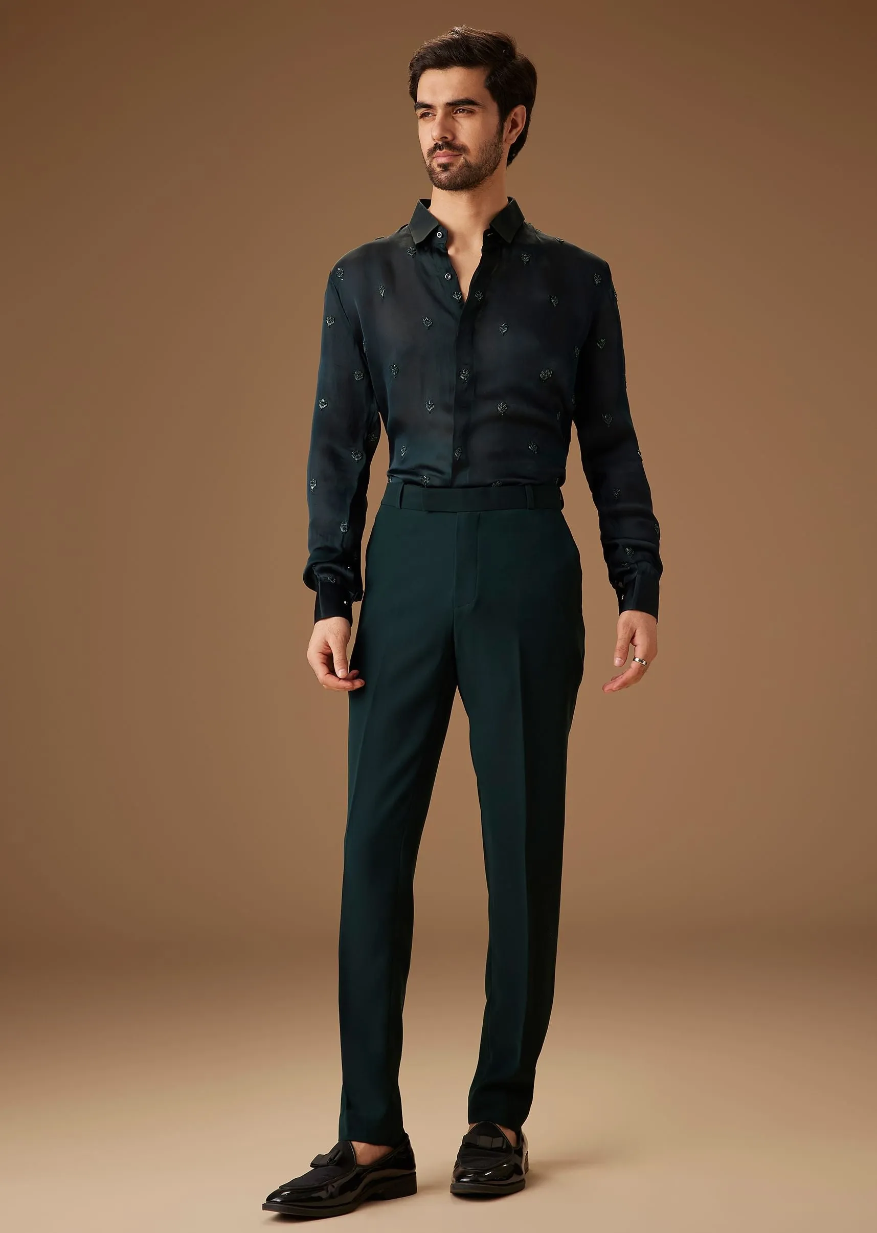 Bottle Green Hand Embroidered Tuxedo