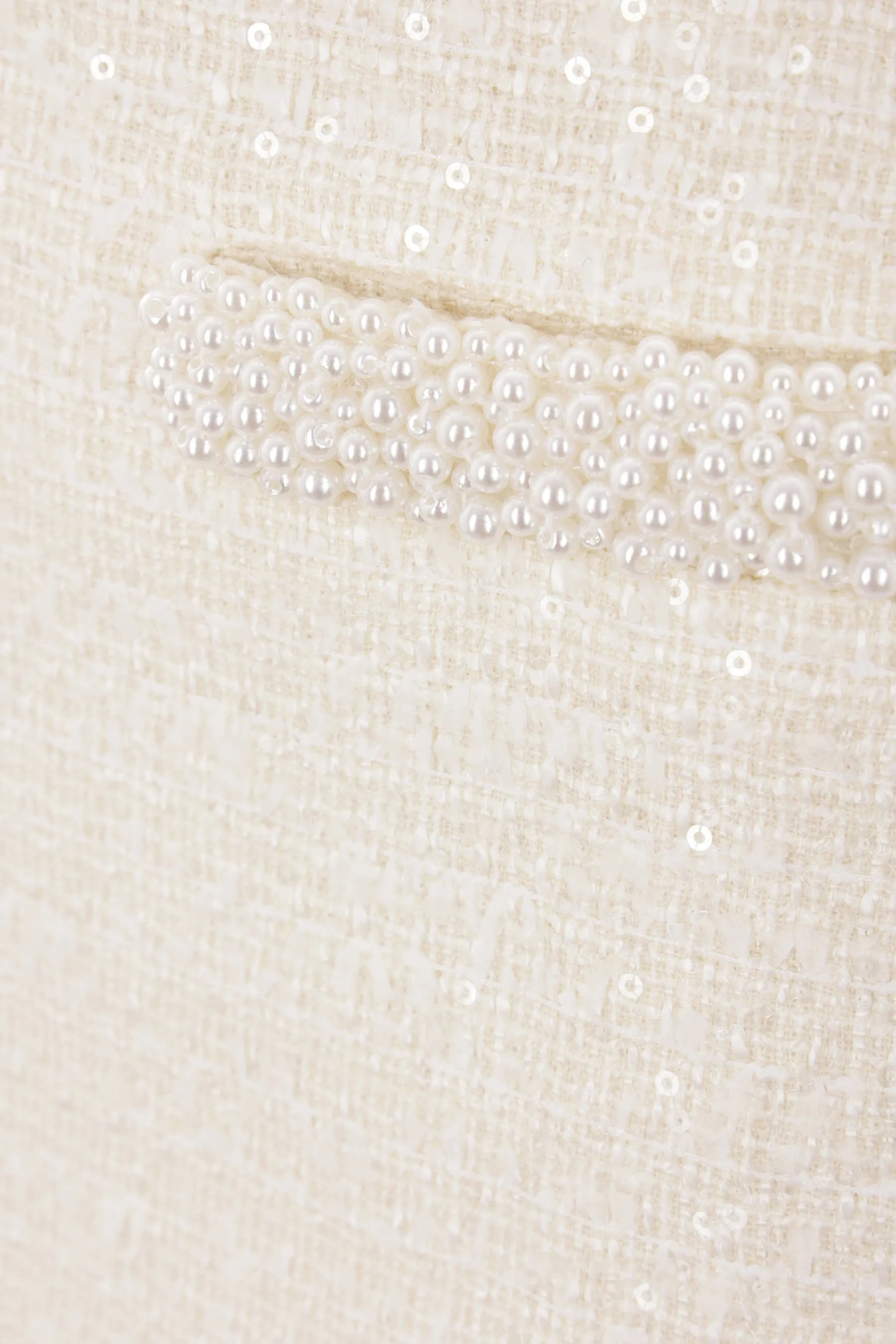 Boucle Pearl Trim Midi Skirt