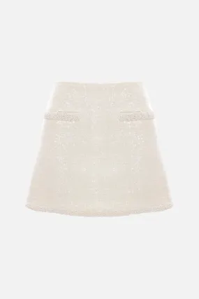 Boucle Pearl Trim Midi Skirt