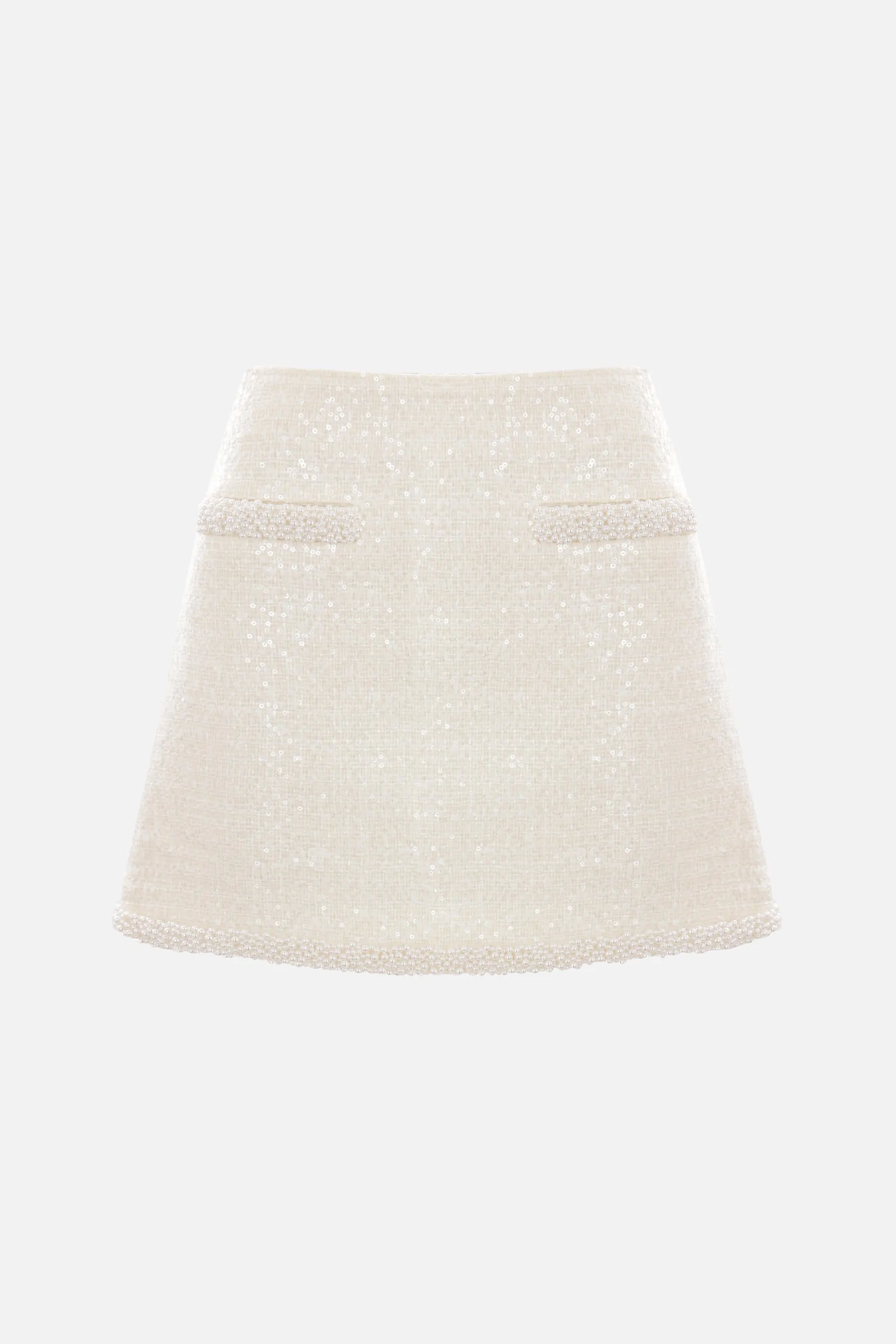 Boucle Pearl Trim Midi Skirt