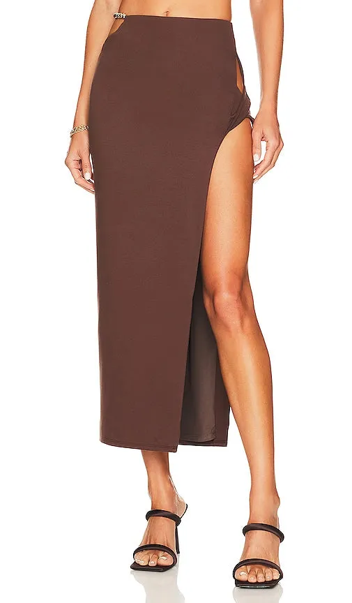 Camila Coelho Holly Midi Skirt in Chocolate