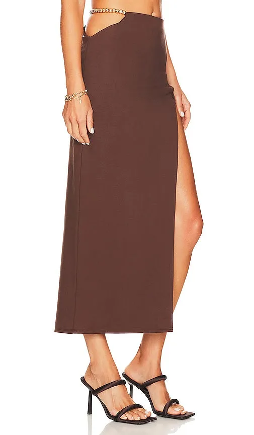 Camila Coelho Holly Midi Skirt in Chocolate