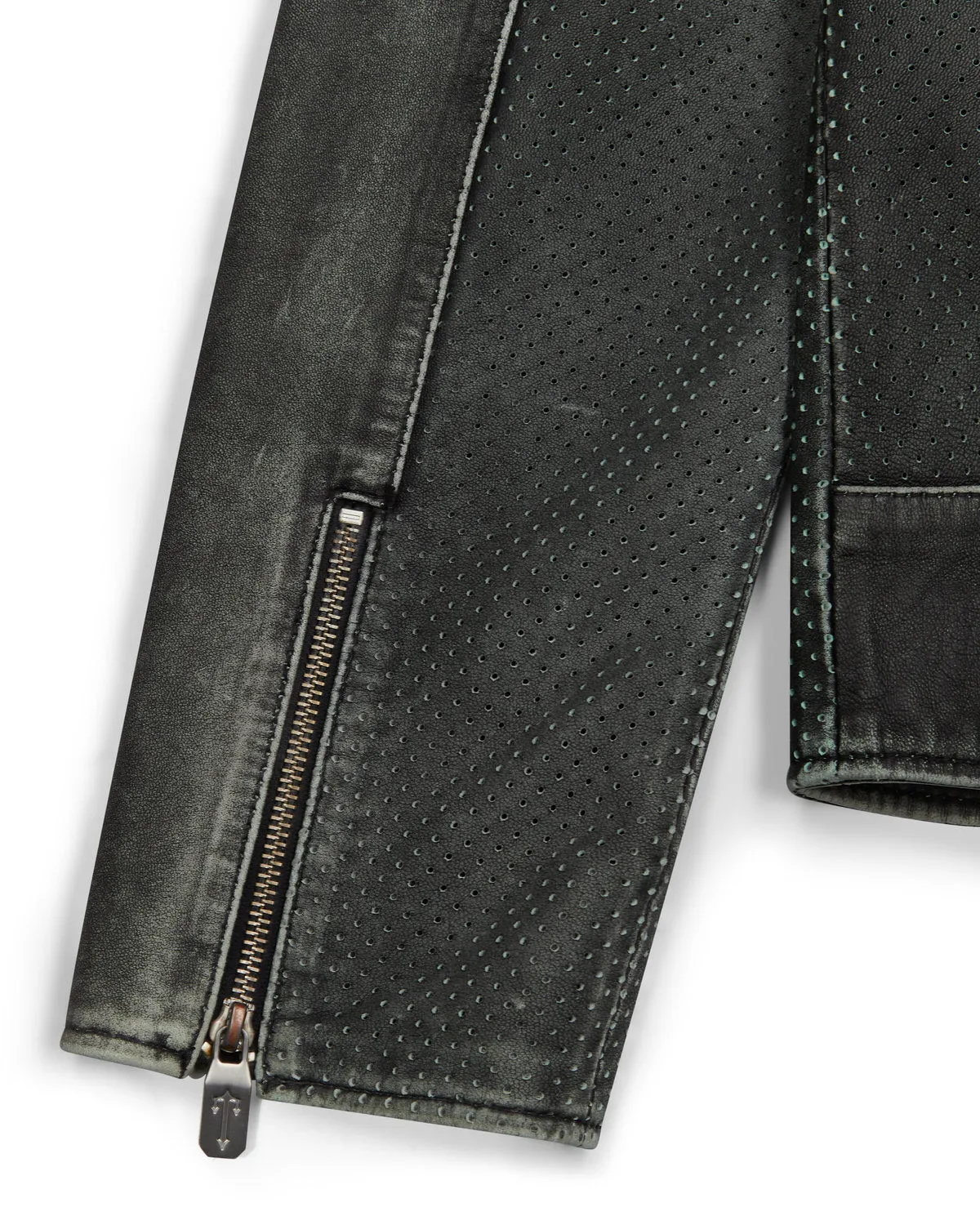 Irongate T Panel Leather Biker Jacket - 2 Tone Black & Green