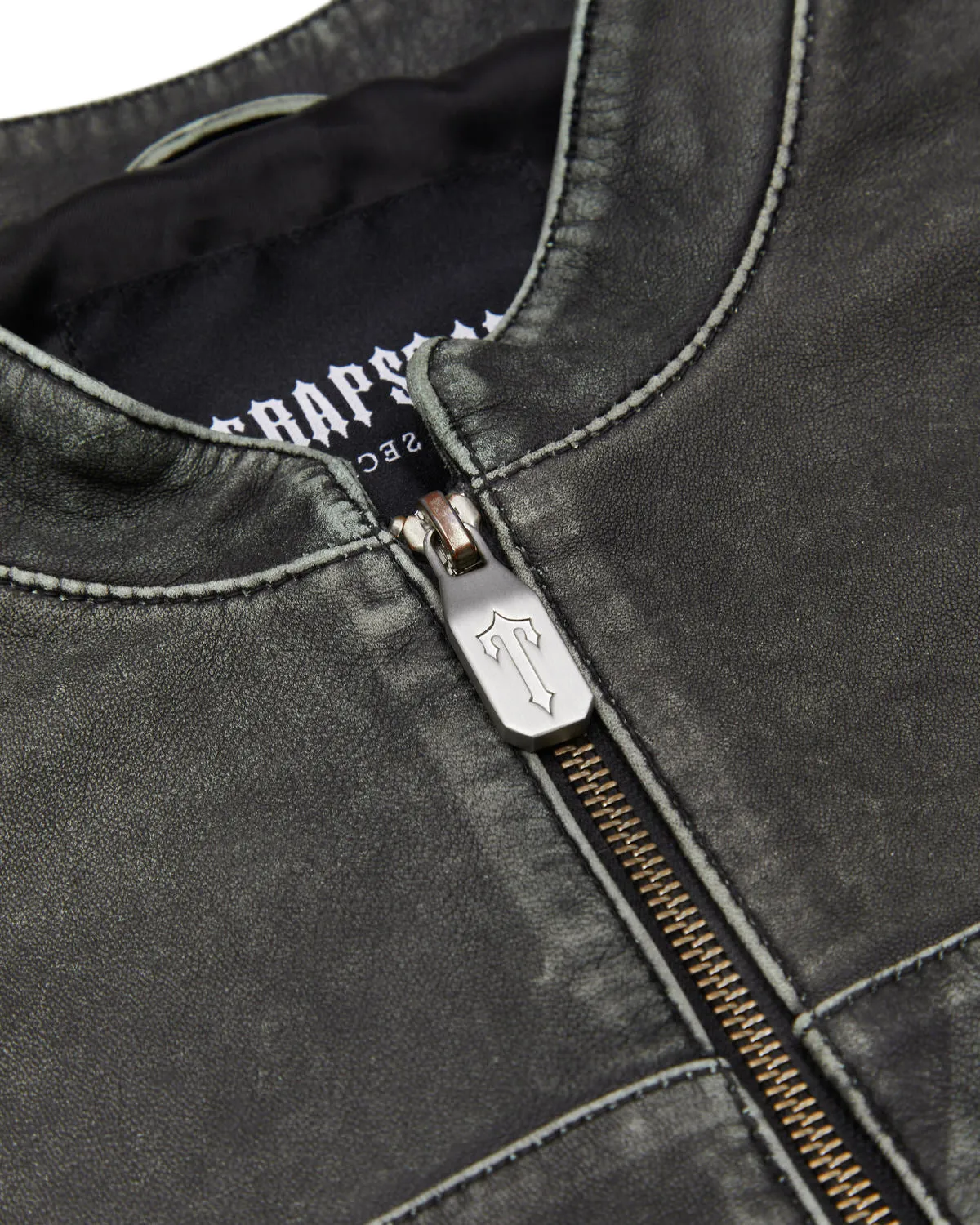 Irongate T Panel Leather Biker Jacket - 2 Tone Black & Green