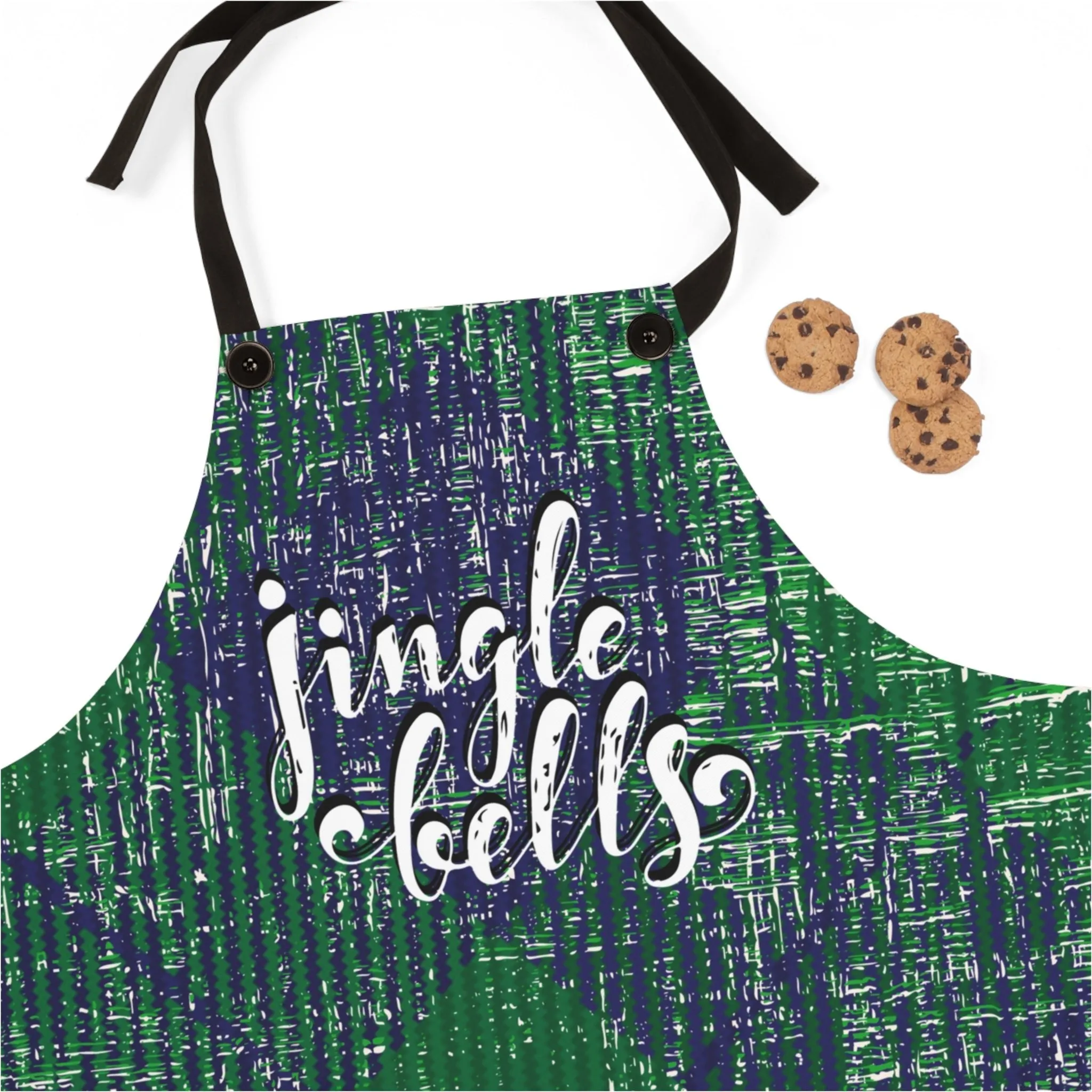 Jingle Bells Green & Blue Plaid Apron