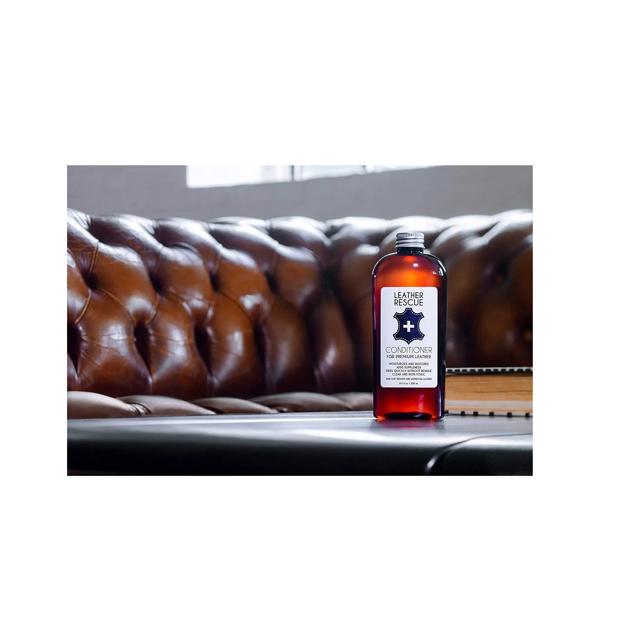 Leather Rescue Conditioner and Restorer for Jackets, Shoes, Bags, Purses, Car Seats, and Furniture - Non-Toxic and Made in USA - 8.5 oz