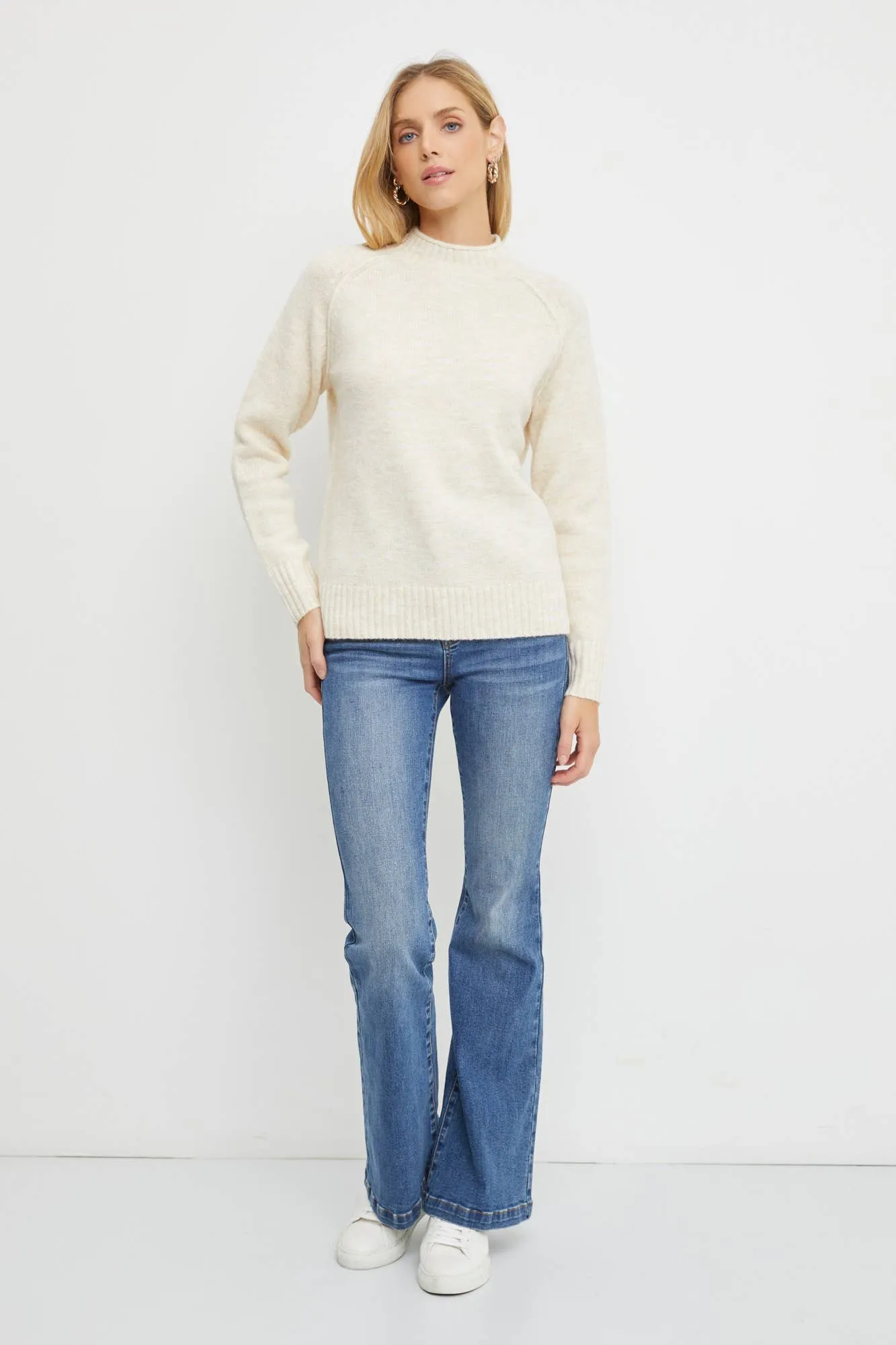 Mock Neck Pullover Sweater || Ivory