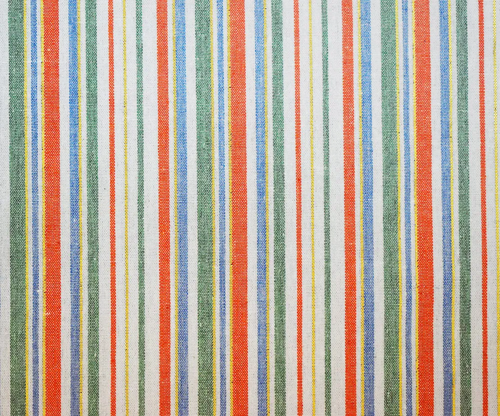 Orange-Gold-Multi Stripe Poly Cotton Metallic Shirting Woven Fabric