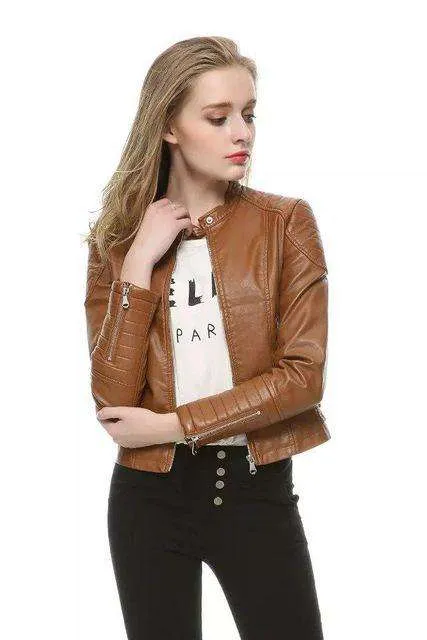 Pu Leather Short Jacket