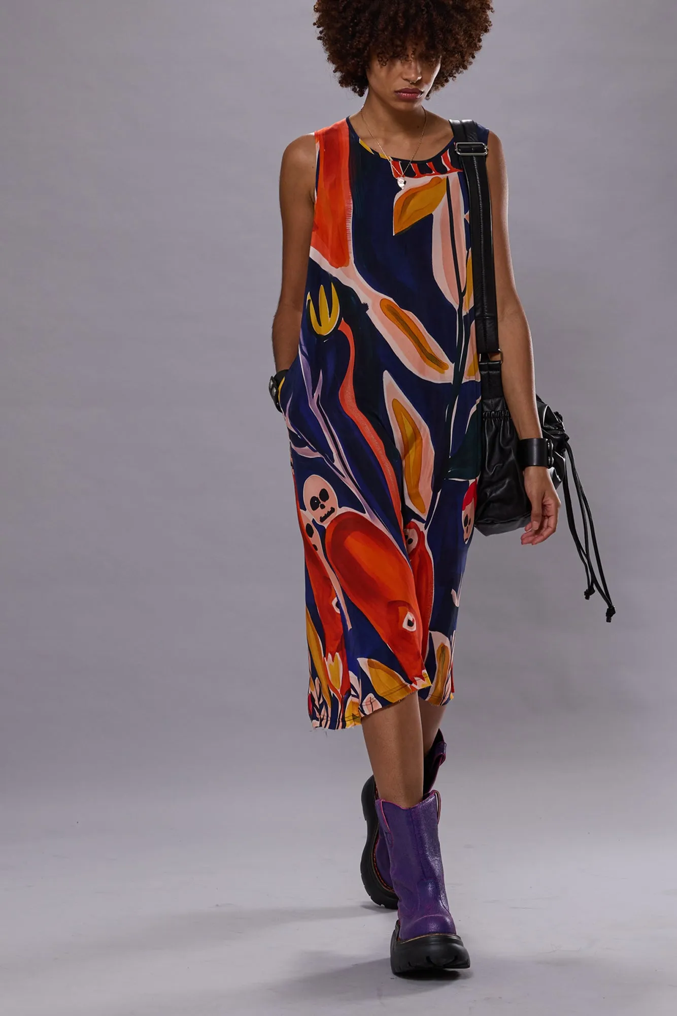 SLEEVELESS MIDI - MULTICOLOR PRINT