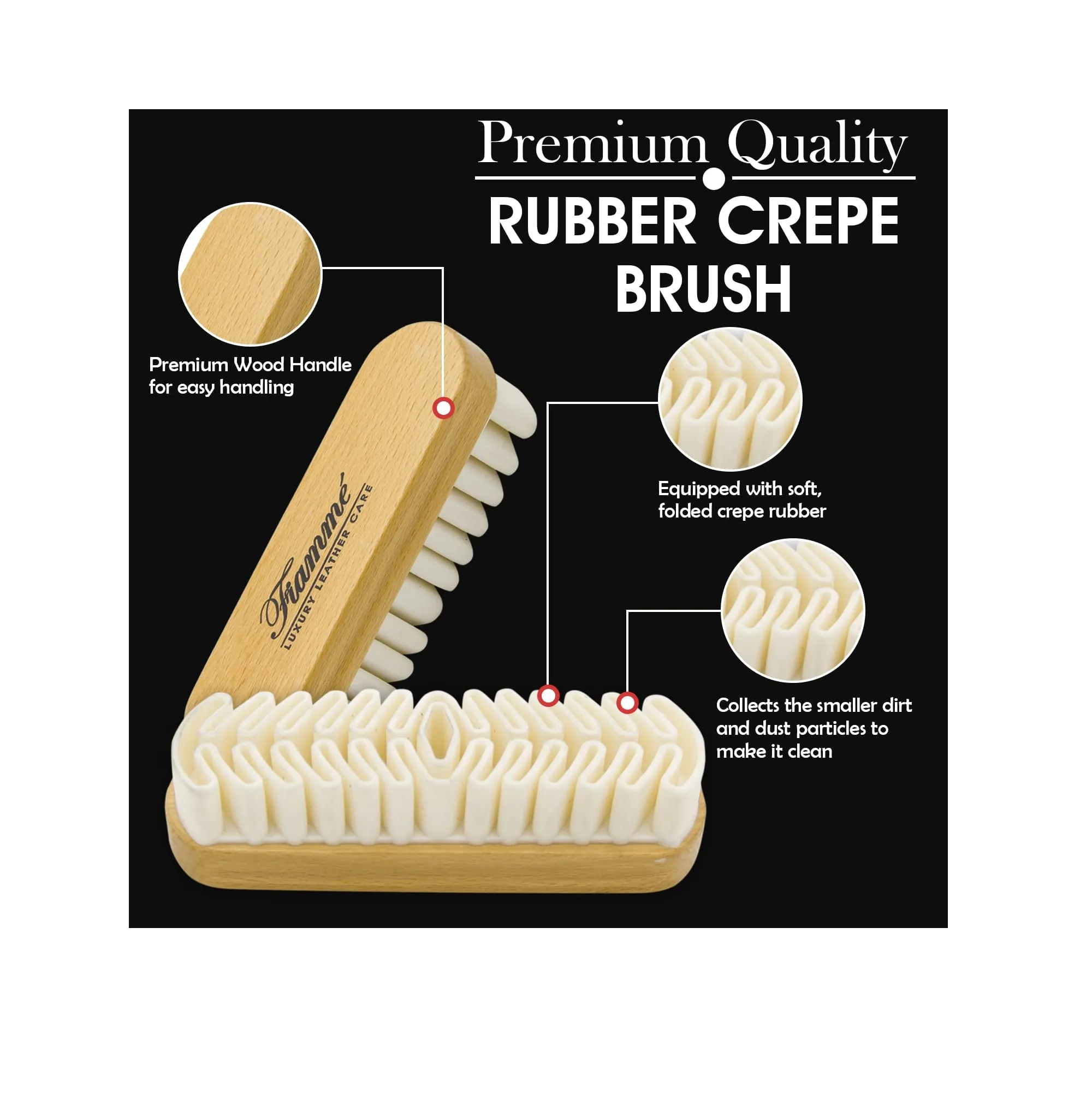 Suede Brush- Crepe Suede Shoe Brush for Cleaning Suede & Nubuck on Boots Shoes & Jackets- Fiamme Luxury Leather Care