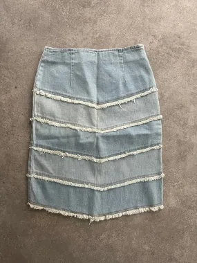 Vintage 90s Denim Distressed Midi Skirt