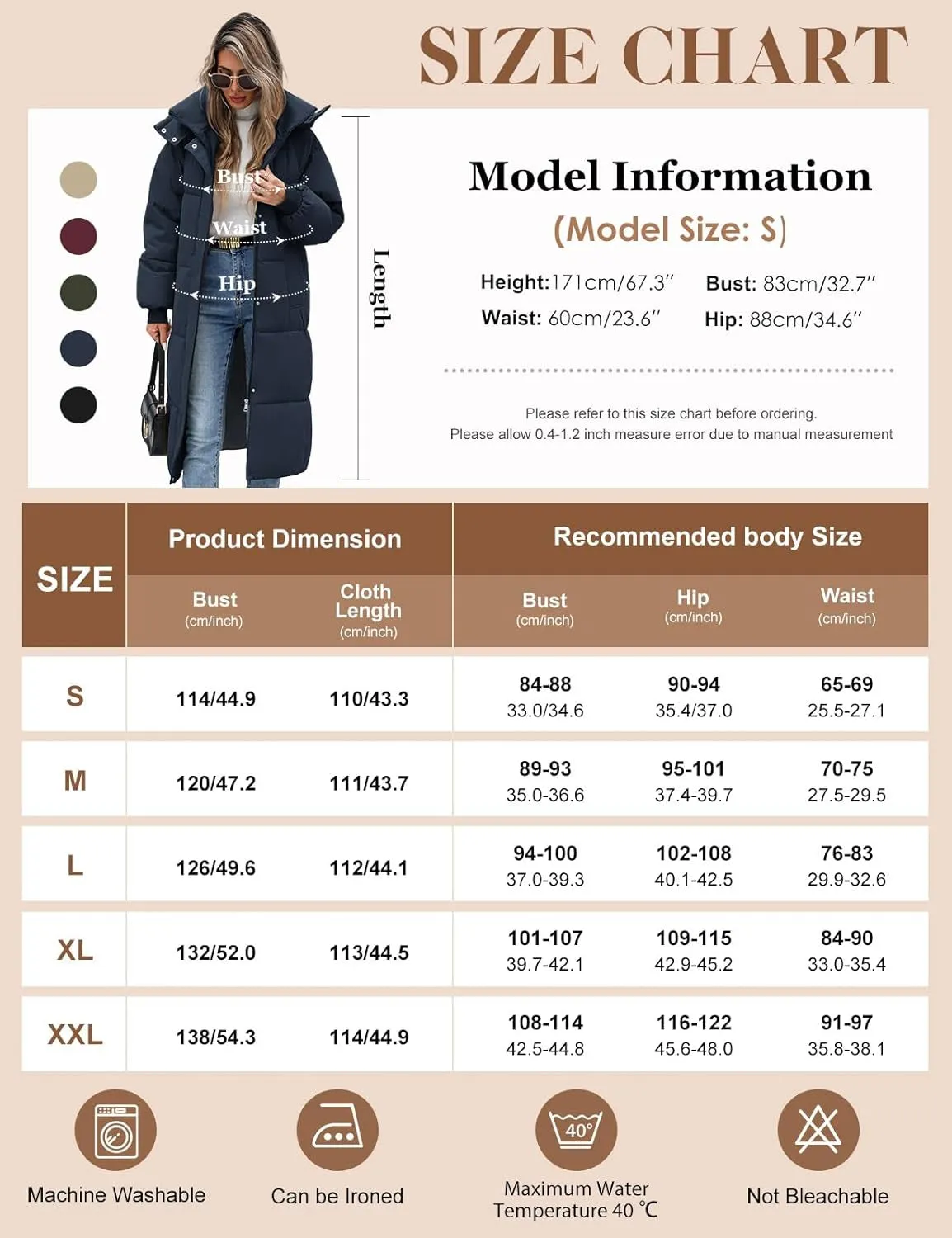 Women'S Long Winter Coat Long Sleeve Puffer Quilted Coats Thickened Warm Hooded Padded Jackets Ladies Longline Windproof Outerwear for Winter
